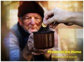 Homeless Beggar Begging Editable PowerPoint Template