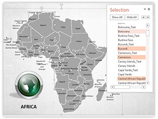 Africa Map With Selection List Editable PowerPoint Template