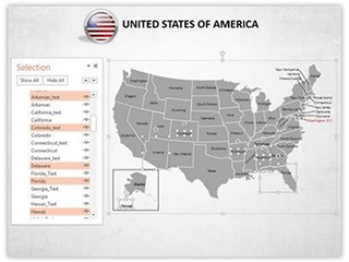 USA Map With Selection List Template