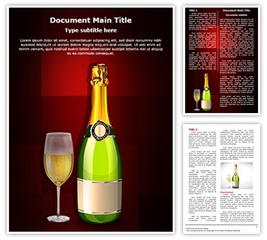 Glass and Champagne Bottle Editable Word Template