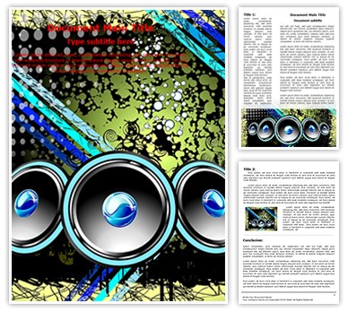 Disco Speakers Background Editable Word Template