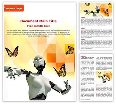 Robotic Science and butterflies Editable Word Template