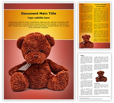 Cute Teddy Bear Editable Word Template