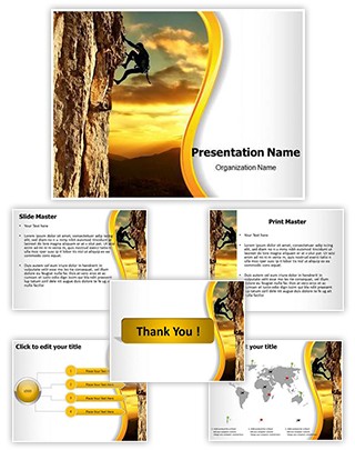 Lone Rock Climber Editable PowerPoint Template