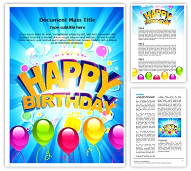 Happy Birthday Abstract Editable Word Template