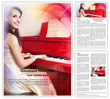 Lady On Piano Editable Word Template