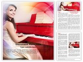 Lady On Piano Editable PowerPoint Template