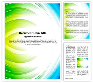 Blue with Green Abstract Editable Word Template