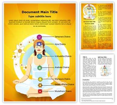 Yoga Lotus Position Seven Chakras Editable Word Template