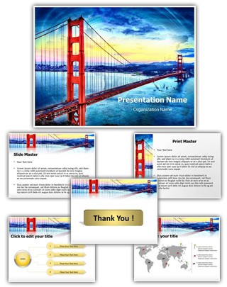 Golden Gate Bridge Editable PowerPoint Template
