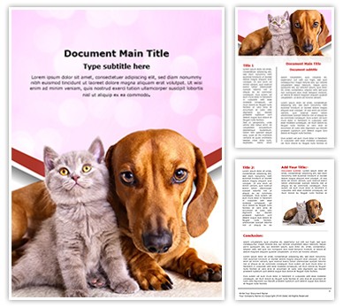 kitten and dog Editable Word Template