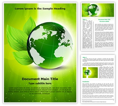 Green Globe Editable Word Template