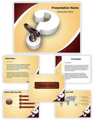 3D question mark key Editable PowerPoint Template