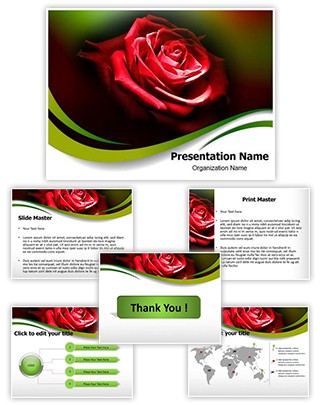 Red Rose In Dark Editable PowerPoint Template