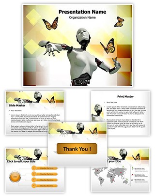 Robotic Science And Butterflies Editable PowerPoint Template