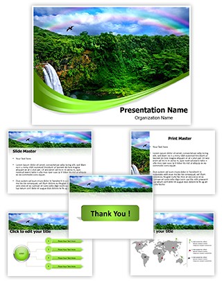 Waterfall And Rainbow Editable PowerPoint Template