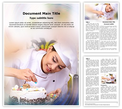 Chef baking cake Editable Word Template