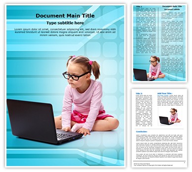 Kid using Laptop Editable Word Template